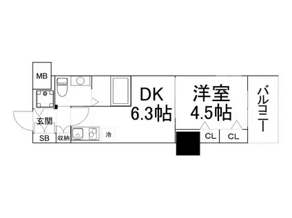 TLRレジデンス本町ウエスト(1DK/10階)の間取り写真