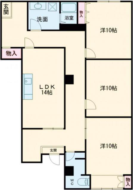 マンションフォルテシモ(3LDK/1階)の間取り写真