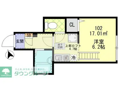 アルモワーズ立川(ワンルーム/1階)の間取り写真