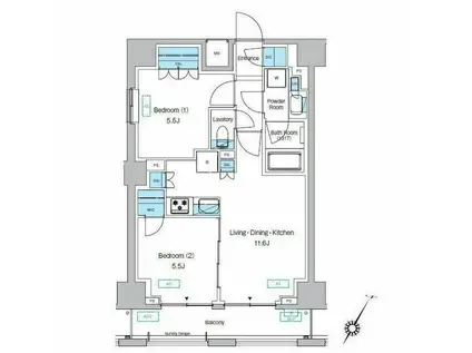 プレディアコート森下テラス(2LDK/9階)の間取り写真