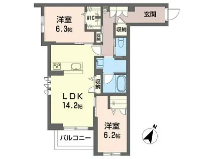 リヴァソーレ(2LDK/3階)の間取り写真
