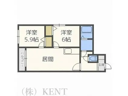 ハイツプロキオン(2LDK/1階)の間取り写真