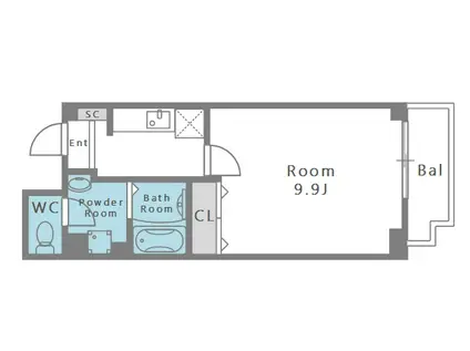 ドーム千代崎(1K/4階)の間取り写真