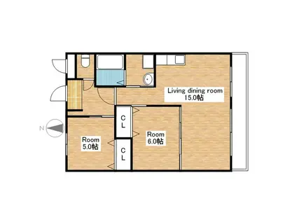 コーポ・TAMENAGA(2LDK/3階)の間取り写真