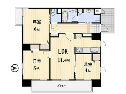 プロスペクト川崎(3LDK/2階)の間取り写真