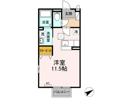 リヴェール司(1K/1階)の間取り写真