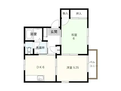 いちごはうす A棟 (2DK/1階)の間取り写真