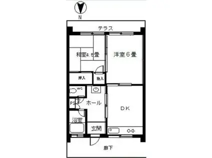 玉川ハイツ(2DK/1階)の間取り写真