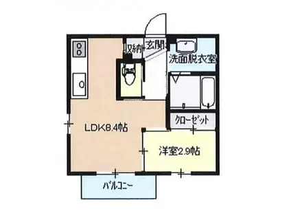 メゾン・フルール(1LDK/1階)の間取り写真