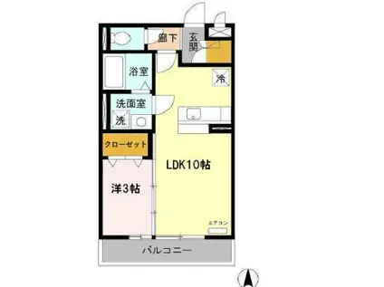 北陸鉄道石川線 野々市駅(北陸) 徒歩13分 3階建 築18年(1LDK/2階)の間取り写真