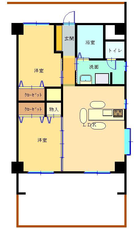 ローズヒルズ(2LDK/1階)の間取り写真