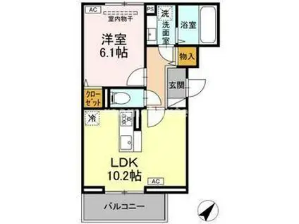 D PAINA HINO(1LDK/2階)の間取り写真