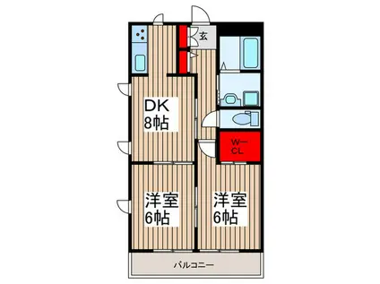 サンフラワー北原(2DK/3階)の間取り写真