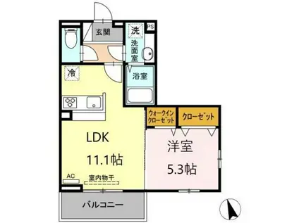 アヴァンティ矢賀(1LDK/2階)の間取り写真