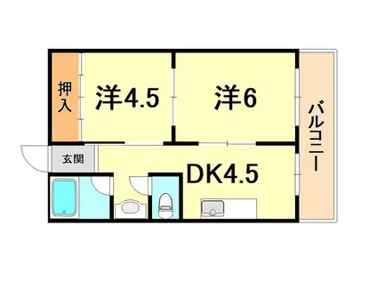 グランディア六甲STORIA(2DK/5階)の間取り写真