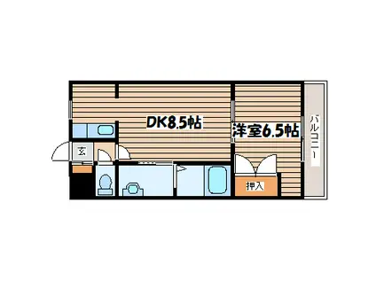 クレストール市名坂(1DK/2階)の間取り写真