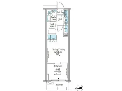 パークアクシス新宿百人町(1LDK/6階)の間取り写真