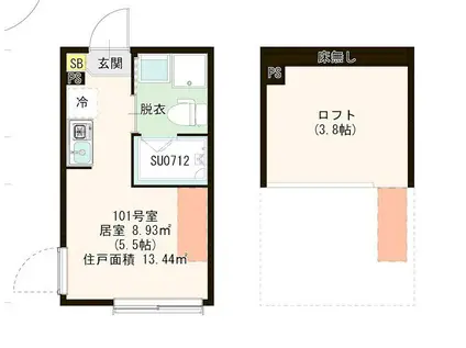 ハーモニーテラス蓮根IV(ワンルーム/1階)の間取り写真