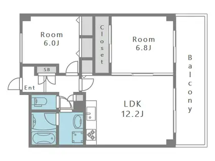 レジディア西天満(2LDK/8階)の間取り写真