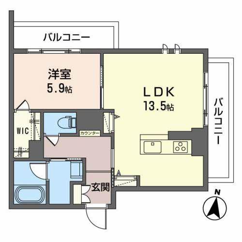 コンフォール木町(1LDK/4階)の間取り写真