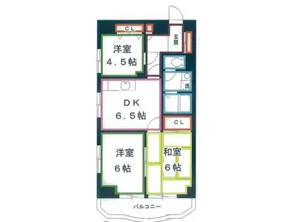 ユーレジデンス三鷹(3DK/2階)の間取り写真