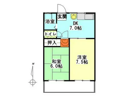 ハイツ川東(2DK/2階)の間取り写真