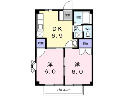 コスモス・スクエアーI(2DK/1階)の間取り写真