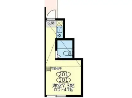 ユナイト南太田ジュネーブの杜(ワンルーム/2階)の間取り写真