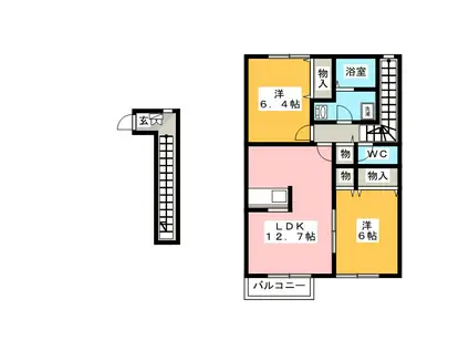 アルコバレーノ C棟(2LDK/2階)の間取り写真