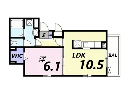 シャイン(1LDK/3階)の間取り写真