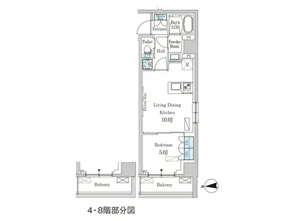 パークアクシス新宿西落合(1LDK/4階)の間取り写真