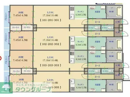 LUSSO SOLEIL KAWAGOE NO.1(1LDK/2階)の間取り写真