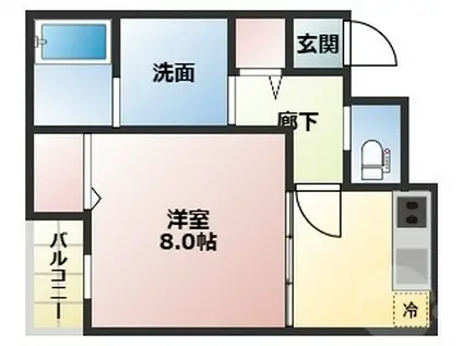 PARK HOKULEA(ワンルーム/1階)の間取り写真