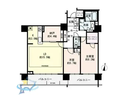 プレミスト円山表参道(2SLDK/14階)の間取り写真