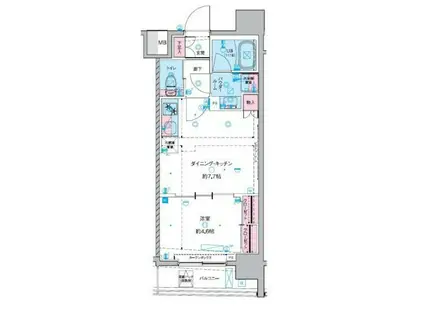 ジェノヴィア東神田グリーンヴェール(1DK/7階)の間取り写真