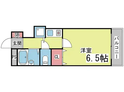 フルール六甲(1K/3階)の間取り写真