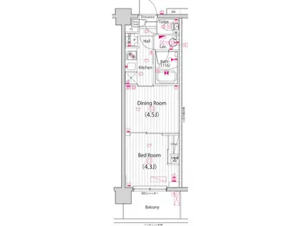 ガーラ・プレシャス四ツ木(1DK/1階)の間取り写真