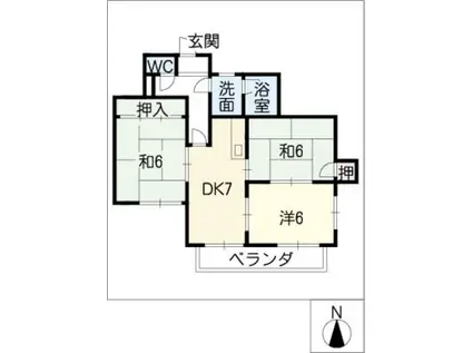 マンション旭ヶ丘(3DK/3階)の間取り写真