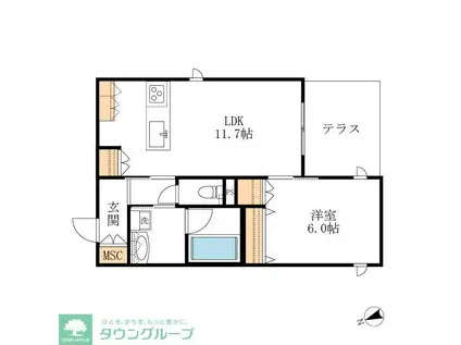 CORAIL BLANC(1LDK/1階)の間取り写真