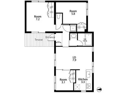 ROJI COURT MOTOKI(3LDK/3階)の間取り写真