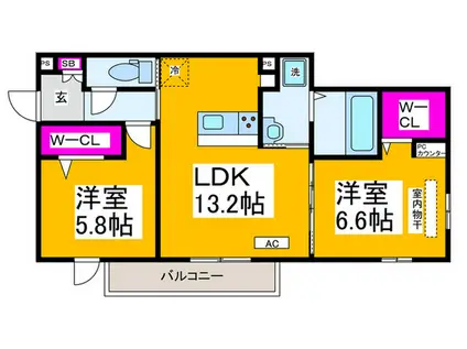 RAFFINATO金剛(2LDK/3階)の間取り写真