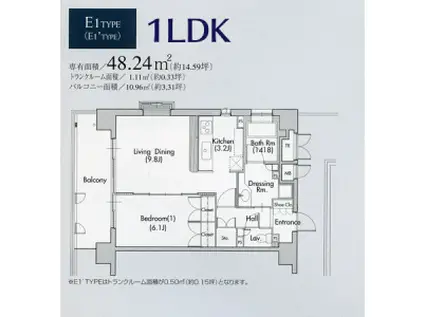 グランアベニュー名駅(1LDK/5階)の間取り写真
