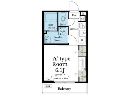 リブリ南与野(1K/3階)の間取り写真