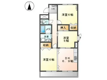 レシェンテII(3DK/3階)の間取り写真