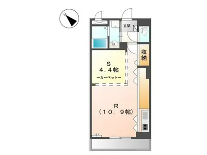 ディアベルジュ(ワンルーム/2階)の間取り写真