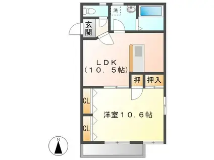 コーポ浜見(1LDK/2階)の間取り写真