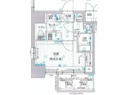 エスリード神戸ハーバークロス(1K/2階)の間取り写真