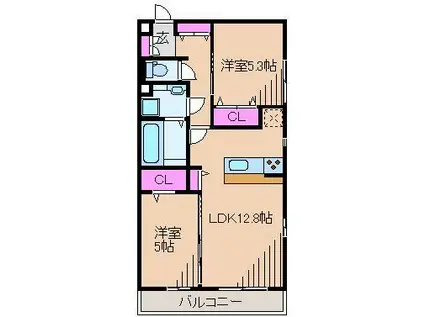 LE LIEN OSEDO(2LDK/3階)の間取り写真