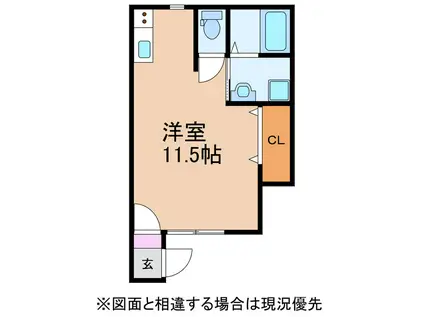 リバティメゾン栗面(ワンルーム/1階)の間取り写真