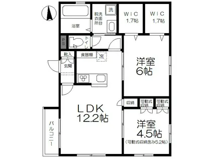 ヘーベルメゾン墨田2丁目(2LDK/2階)の間取り写真